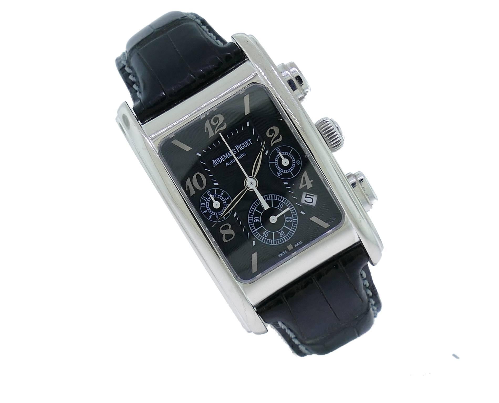 Mens (29x46mm) Audemars Piguet Edward Piguet 18k White Gold Chronograph Watch, Ref 25987BC.OO.D002CR.01, Retails $38,300. The Watch Is in Great Condition w/ Small Signs of Wear & Working Excellently, Movement is Operated by Automatic Mechanical