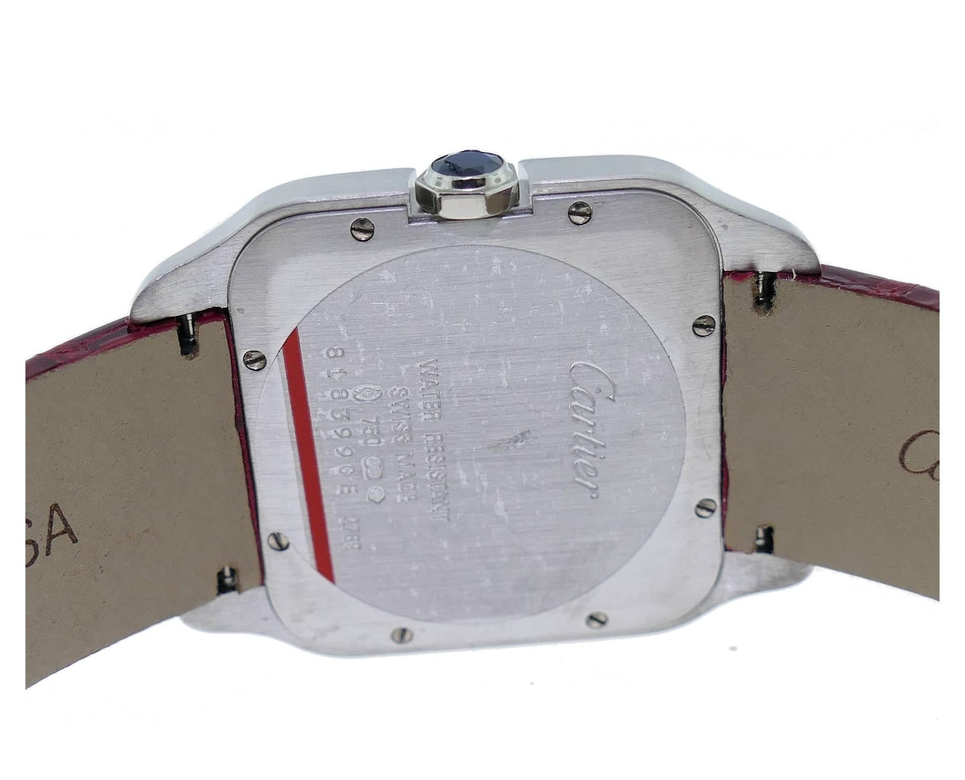 Women's or Men's Cartier White Gold Santos Dumont Wristwatch Ref W2009451