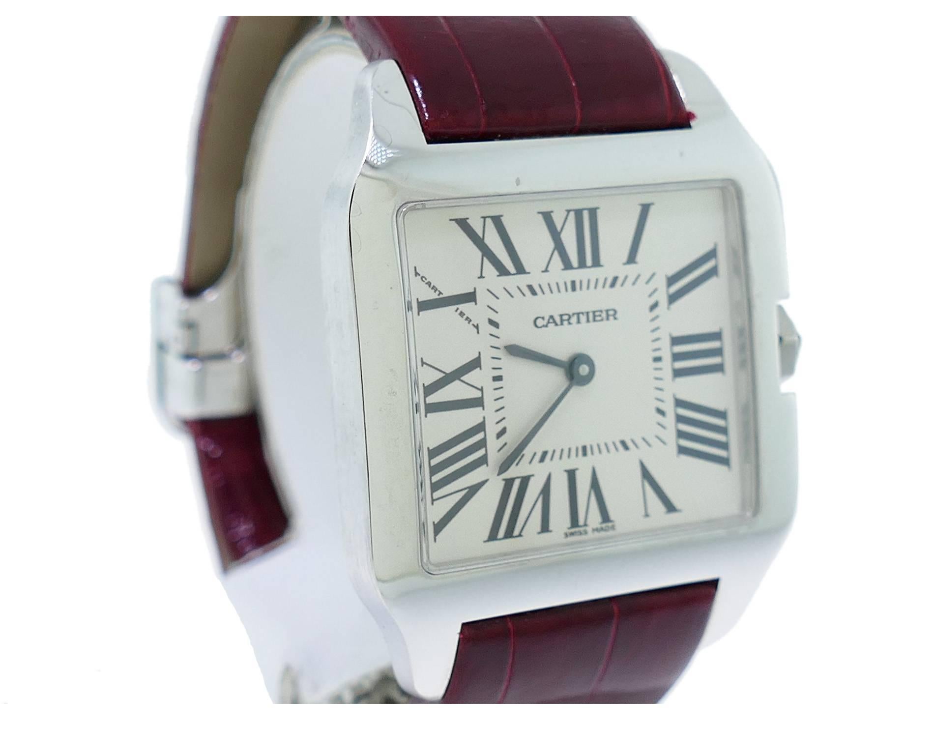 Cartier White Gold Santos Dumont Wristwatch Ref W2009451 In Excellent Condition In Miami, FL