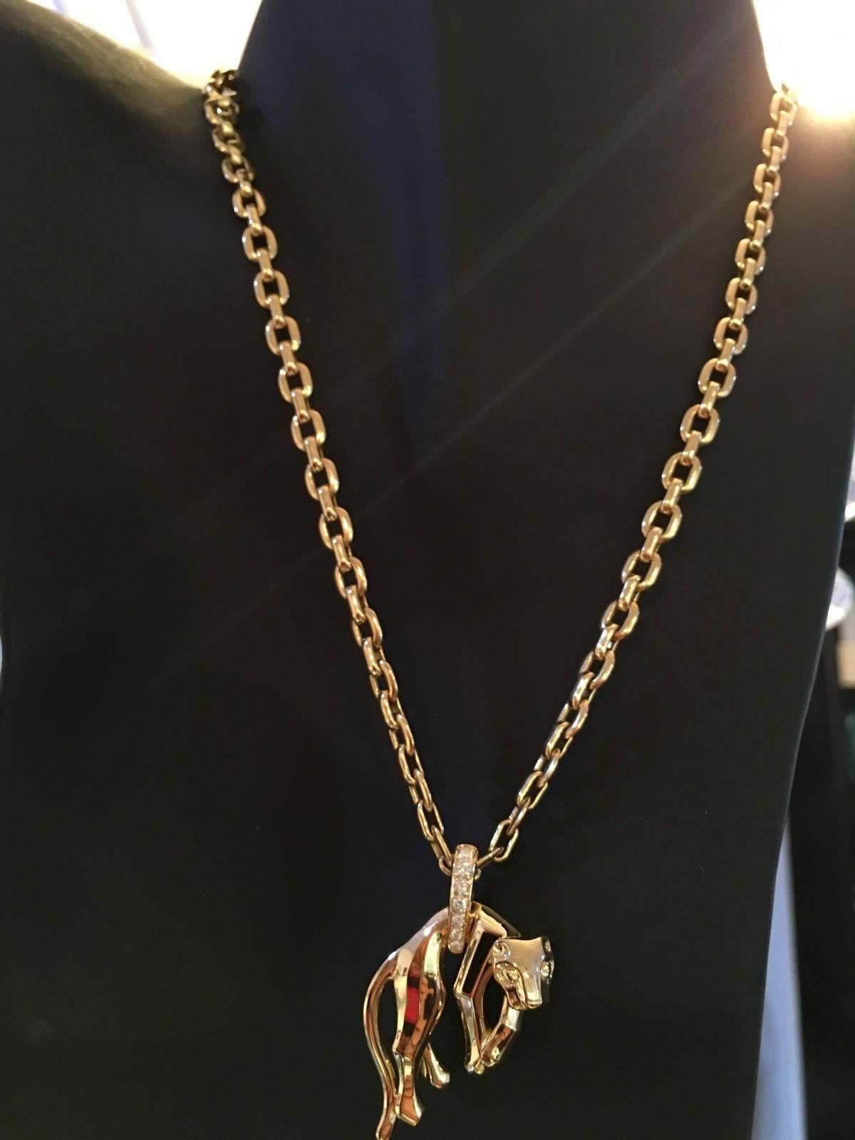 Cartier Panther Diamond Gold Pendant Necklace 1