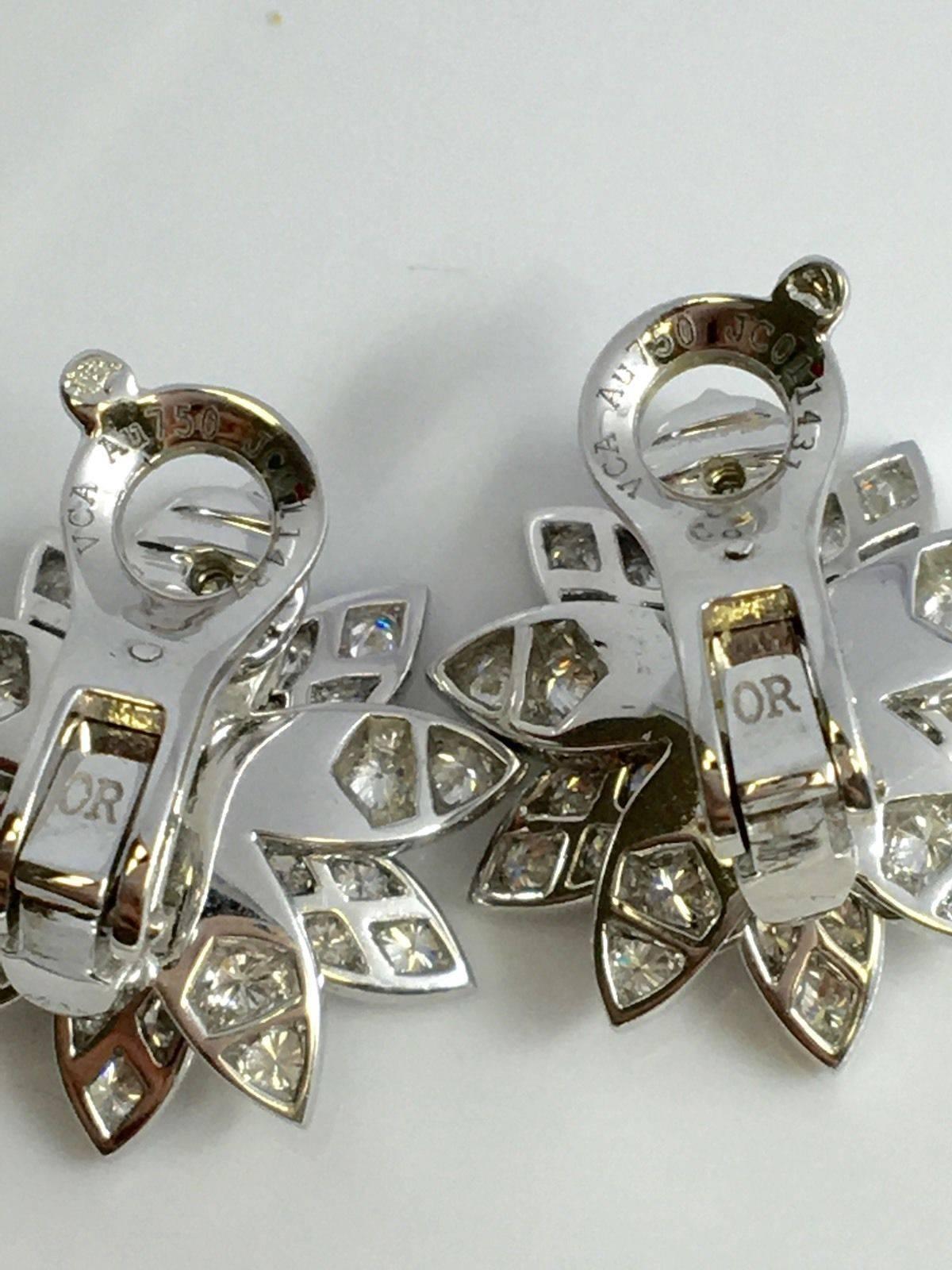 Van Cleef & Arpels Diamond Gold Lotus Earrings 2