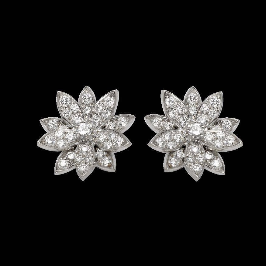 Van Cleef & Arpels Diamond Gold Lotus Earrings 1