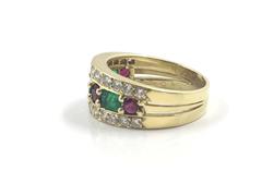 Van Cleef & Arpels Emerald Ruby Diamond Gold Band Ring