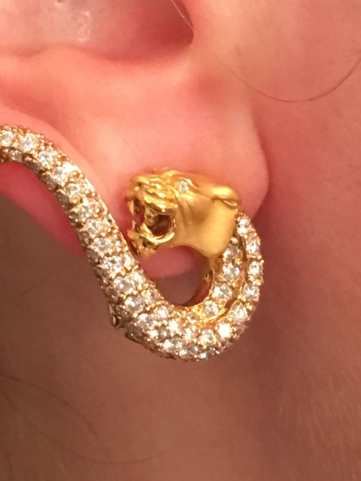 Carrera y Carrera Diamond Gold Panther Earrings 1