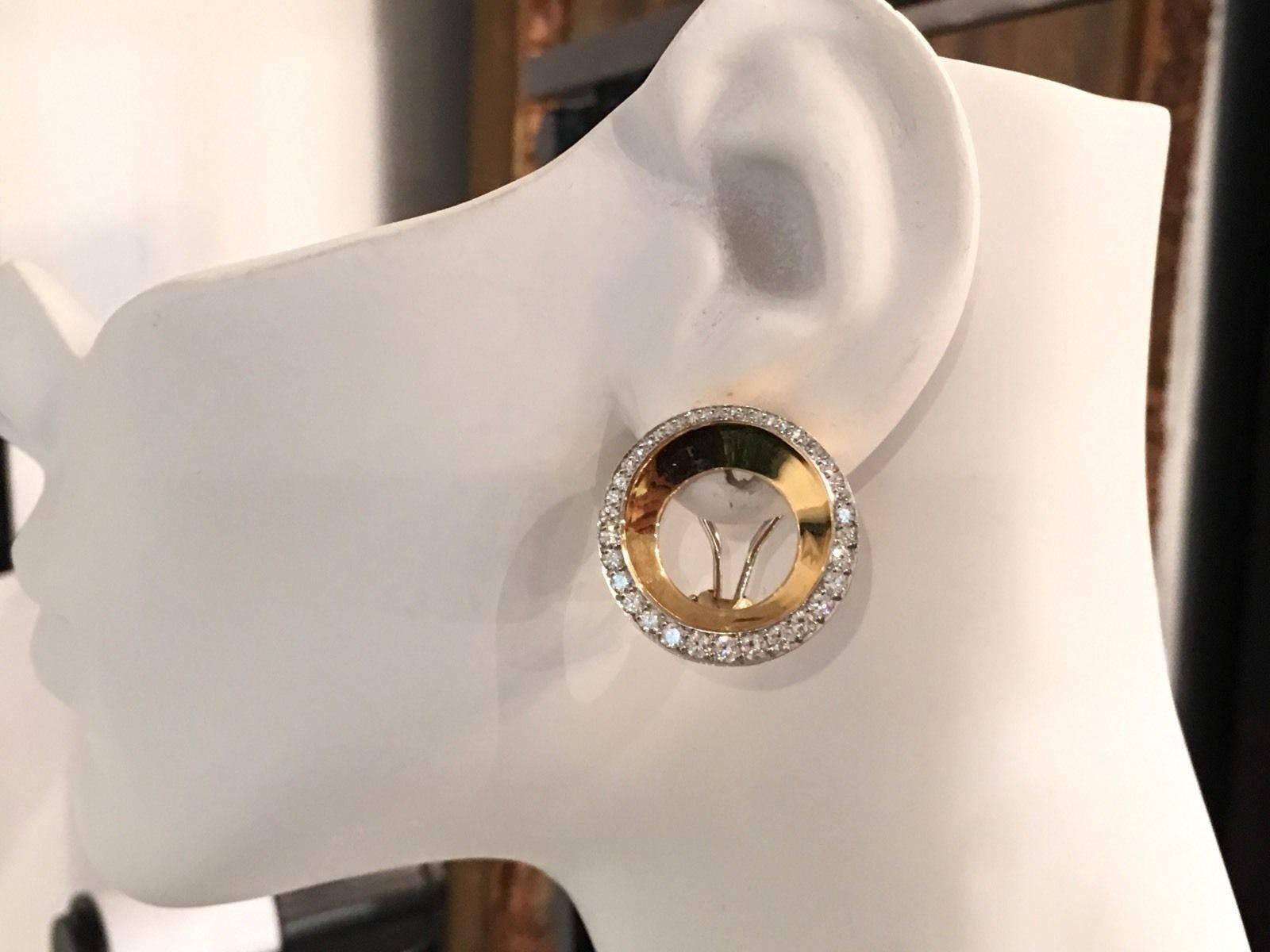 Women's Tiffany & Co. Angela Cummings Diamond Platinum Gold Round Spiral Earrings