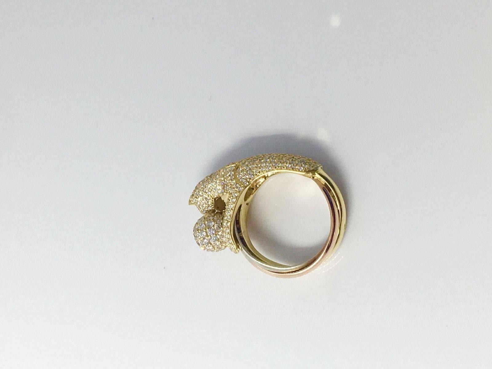Cartier Panther Diamond Gold Ring In Excellent Condition In Miami, FL