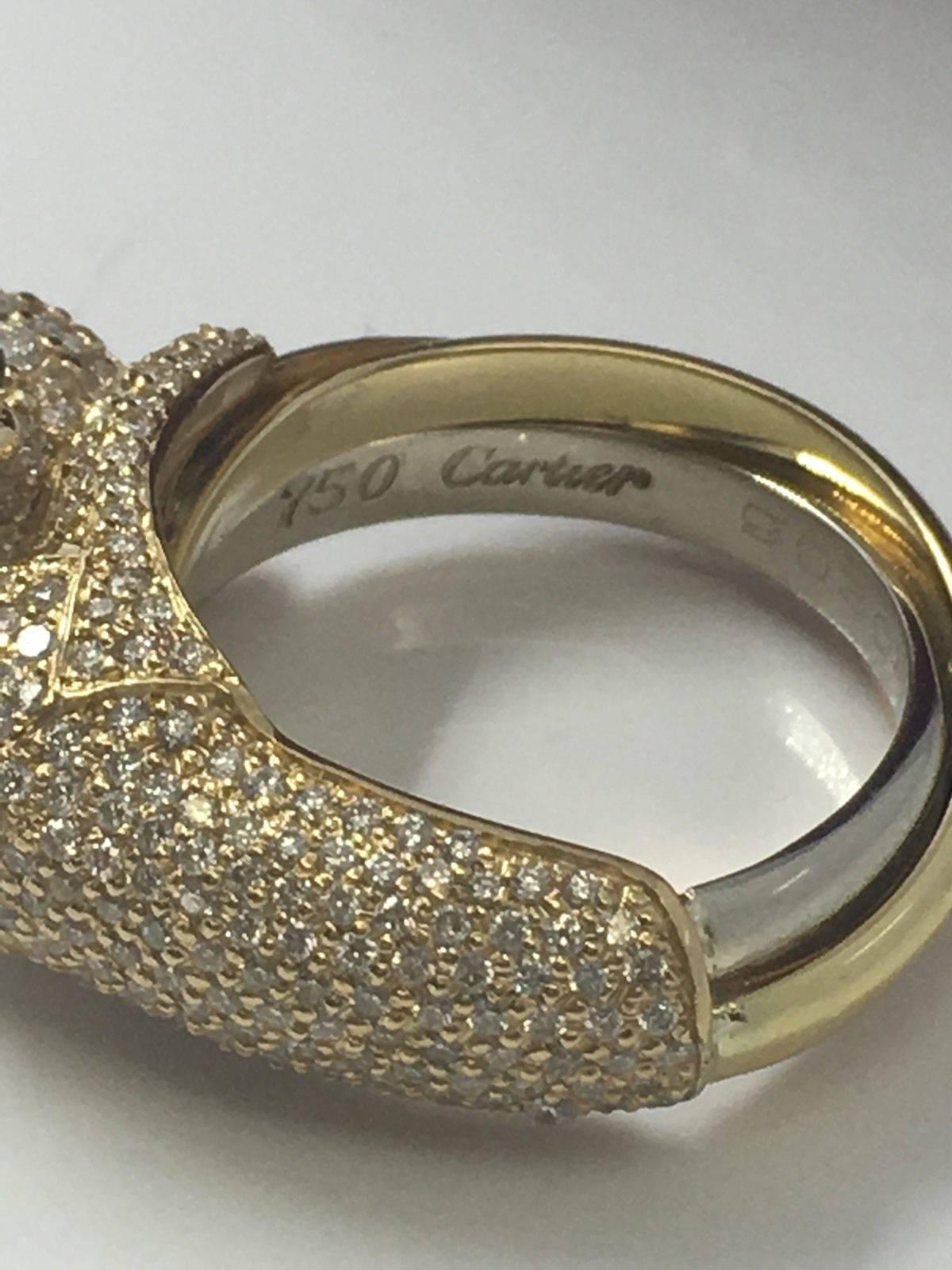 Women's Cartier Panther Diamond Gold Ring