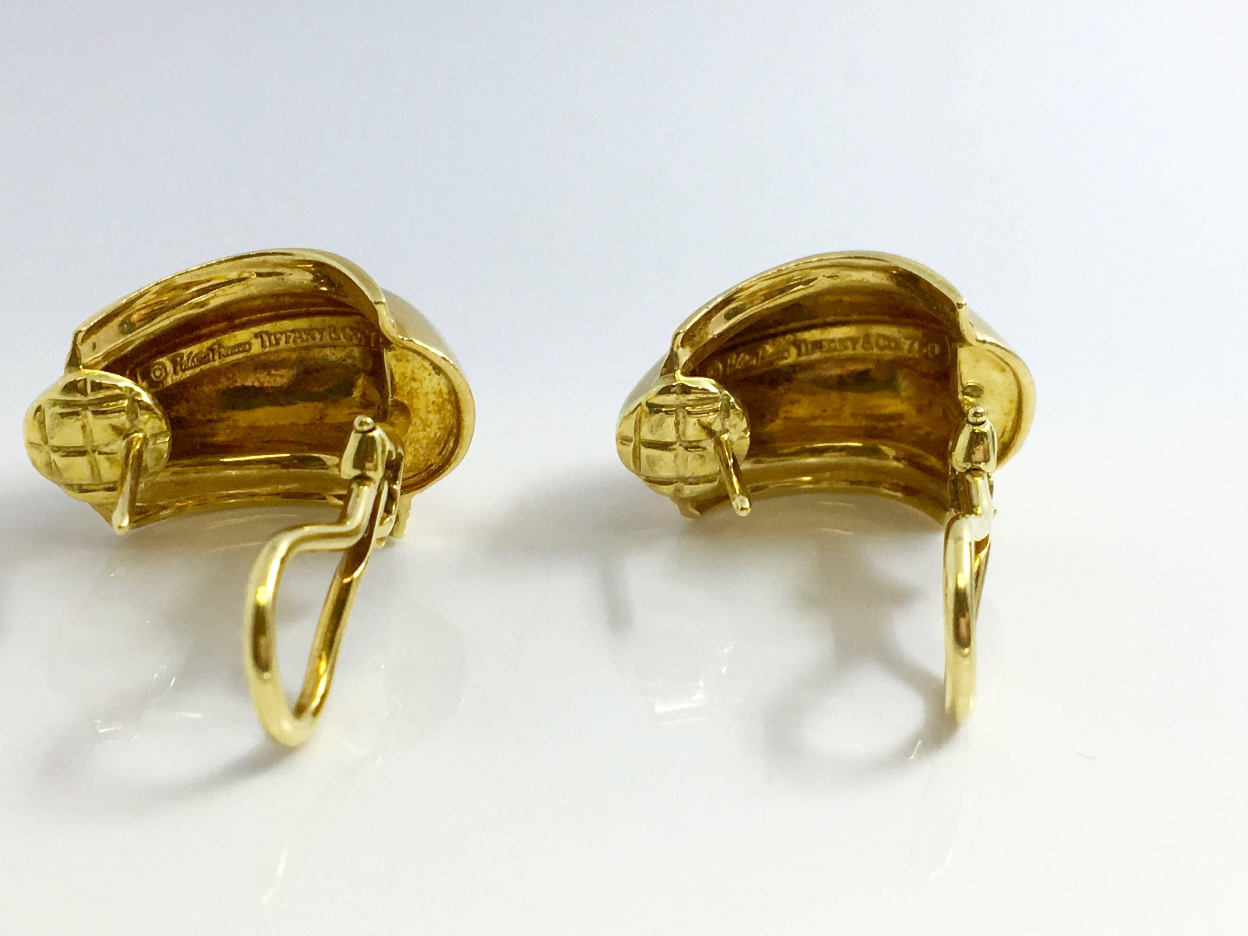 Tiffany & Co. Yellow Gold Rose Flower Earrings w/ Diamonds  Vintage 1