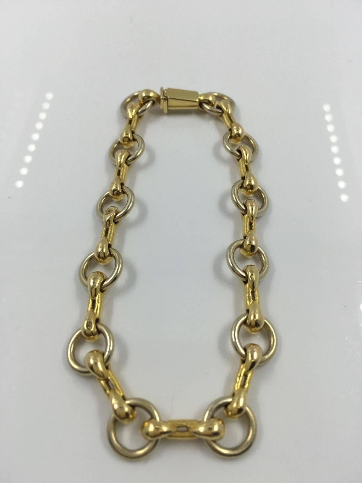 Women's or Men's Cartier 18K Two Tone Gold Chain Link Bracelet