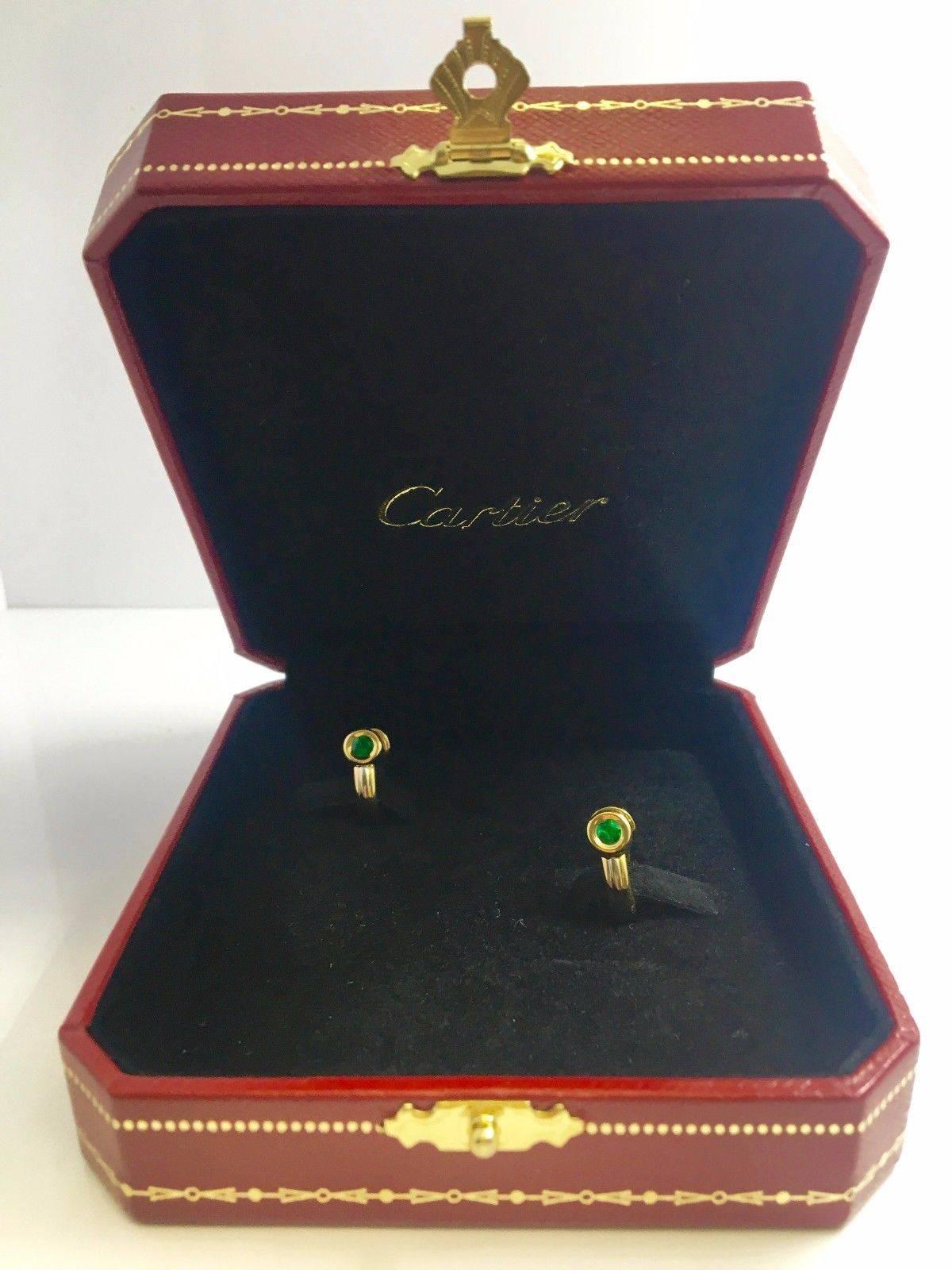 Cartier Gold Hoop Emerald Earrings 4