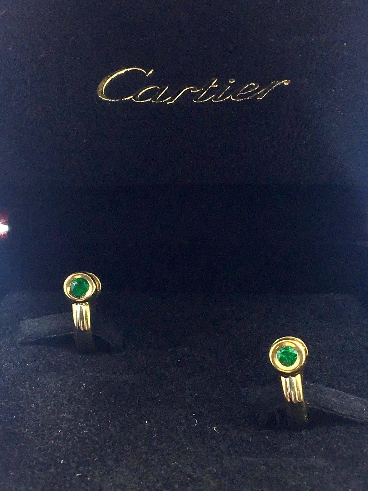 Cartier Gold Hoop Emerald Earrings 5