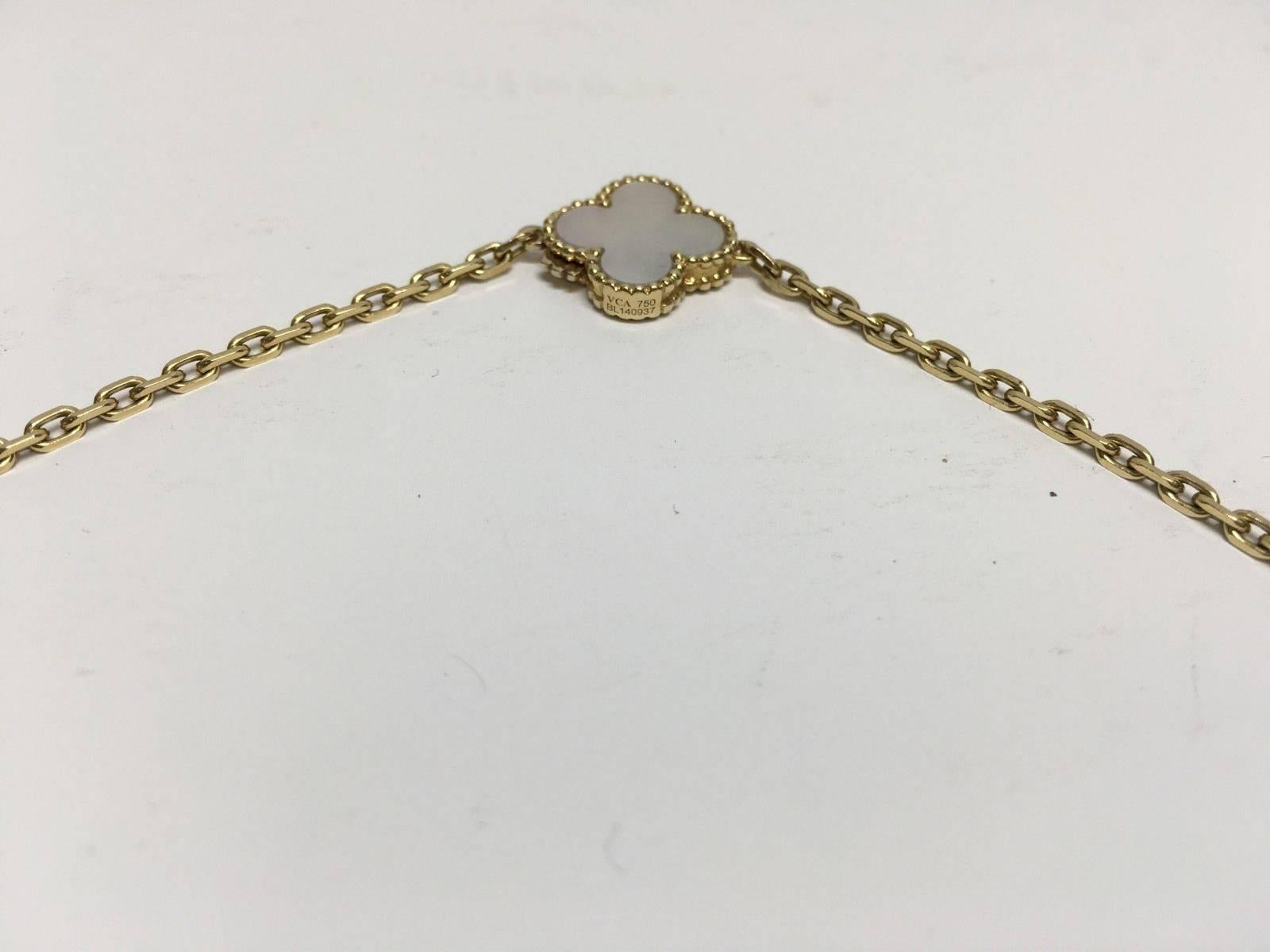 Van Cleef & Arpels Magic Alhambra Mother of Pearl 16 Motif Necklace  In Excellent Condition In Miami, FL