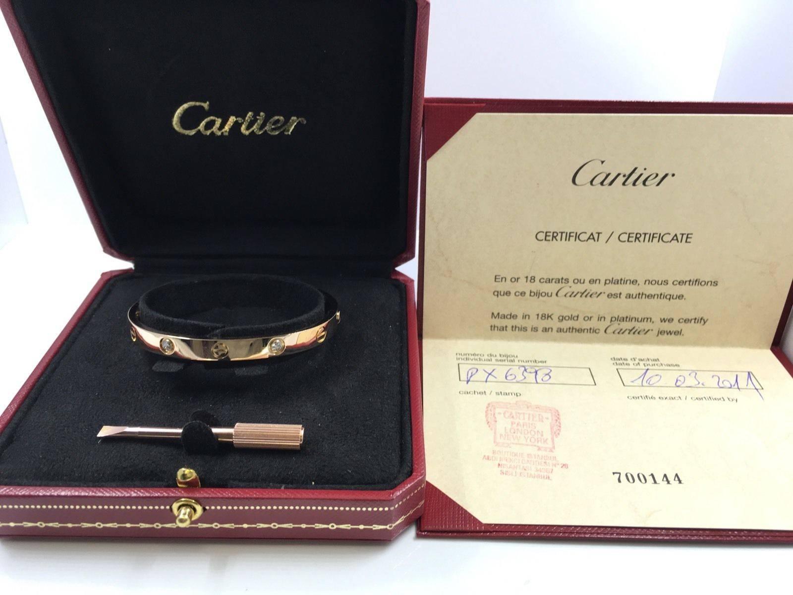 Women's or Men's Cartier Half Diamond Gold Love Bracelet 
