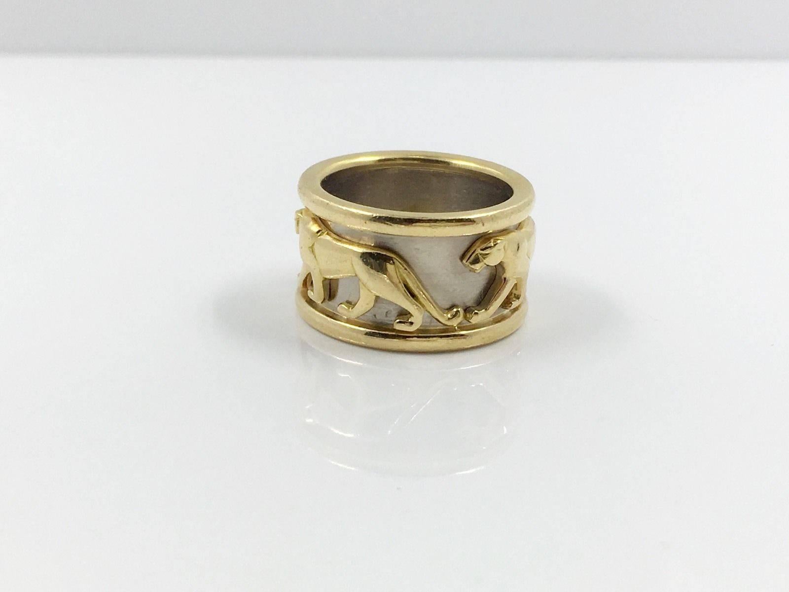 Women's or Men's Cartier Panther Two Color Gold Ring