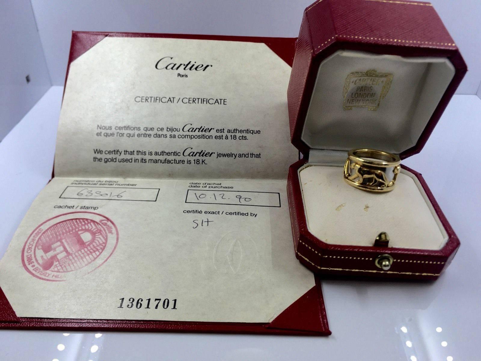 Cartier Panther Two Color Gold Ring In Excellent Condition In Miami, FL