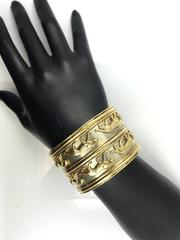 Cartier Large Two Row Walking Panther Two Color Gold Bangle Bracelet