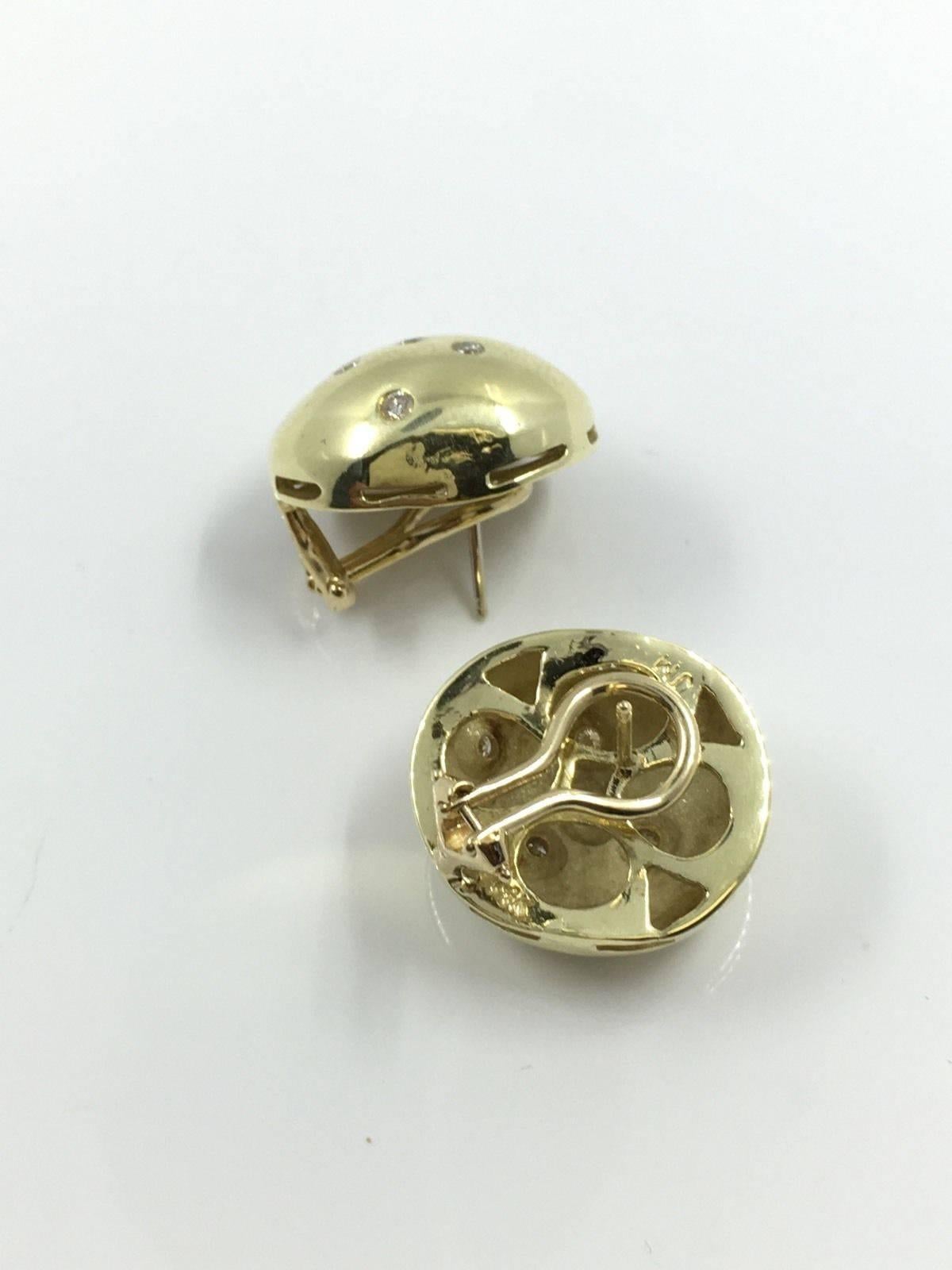 Women's Diamond Gold Dome Clip Earrings For Sale