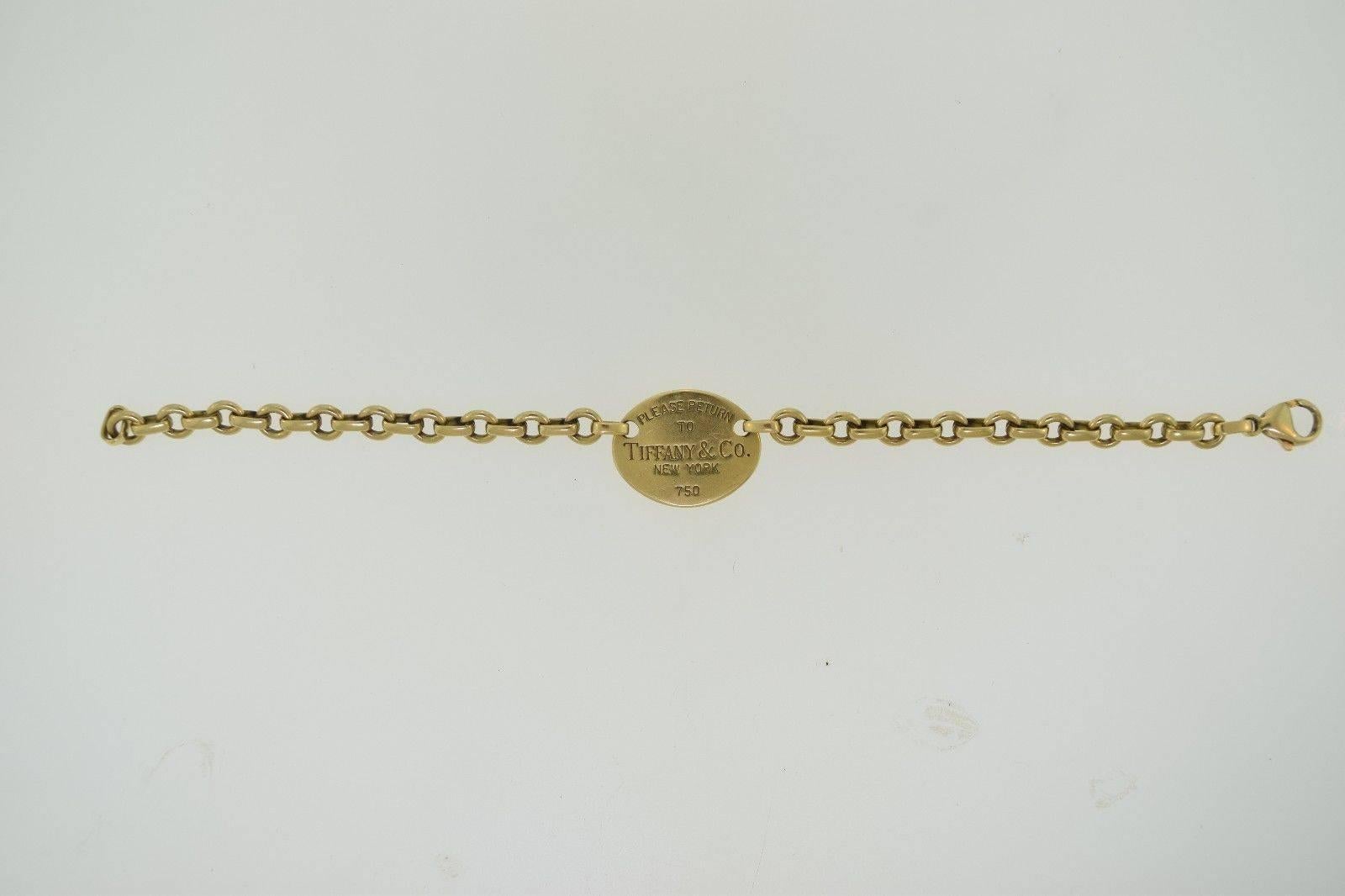 1980s Tiffany & Co. Gold “Return to Tiffany” Oval Tag Bracelet  1