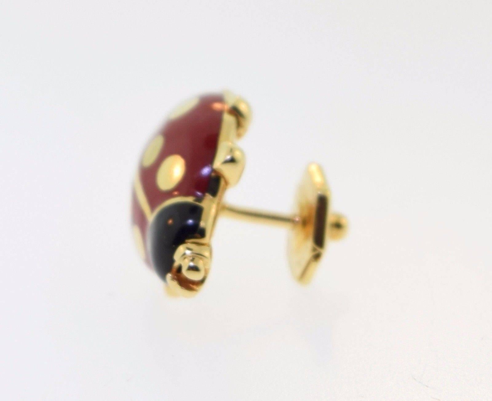 Women's or Men's 1990s Cartier Enamel Gold Ladybug Pin Brooch 