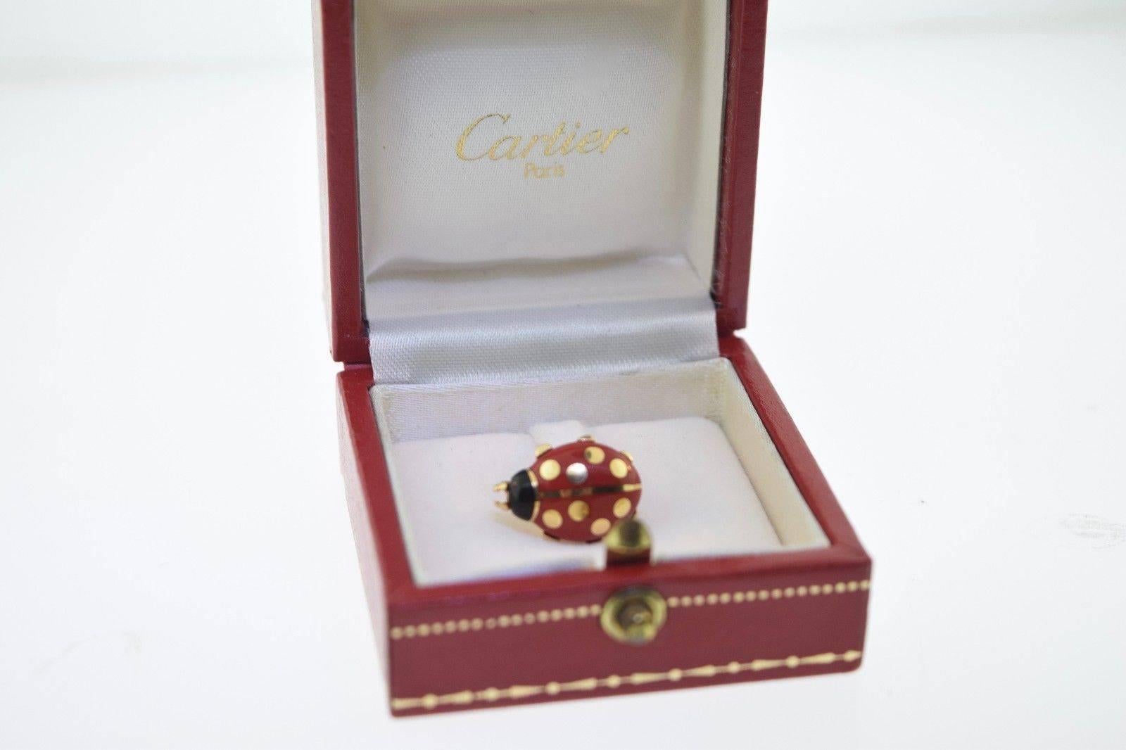 1990s Cartier Enamel Gold Ladybug Pin Brooch  2