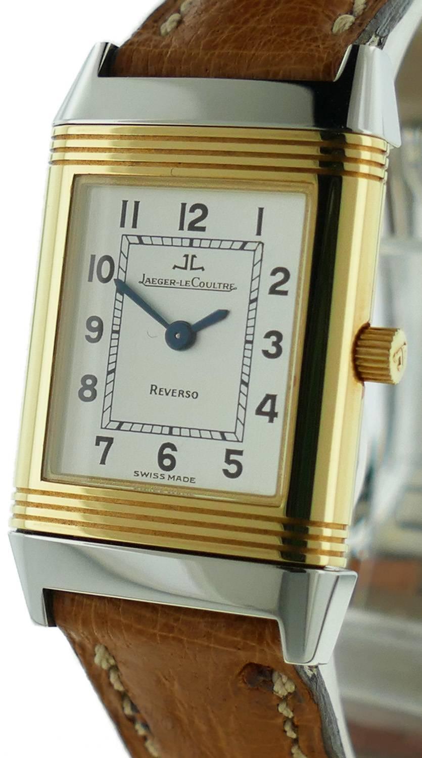 Ladies Jaeger LeCoultre Reverso 18k Yellow Gold & Stainless Steel Watch  In Excellent Condition In Miami, FL