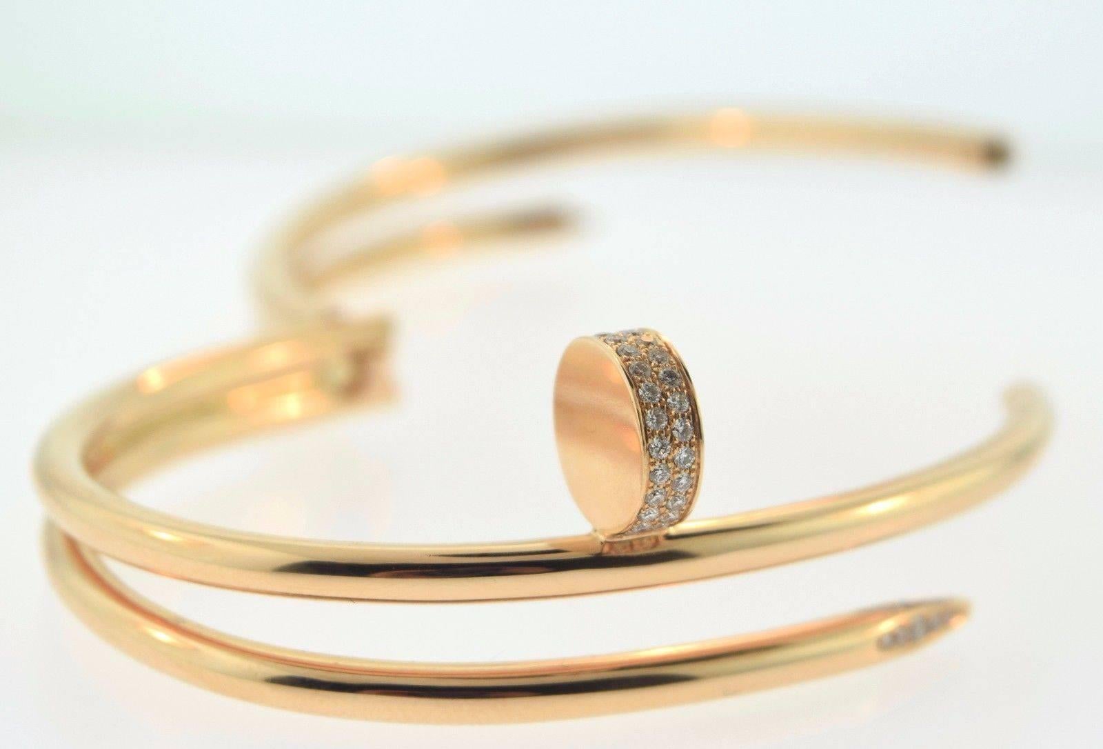 Cartier Juste Un Clou 18k Roségold-Armband mit Diamanten, Größe 18 im Zustand „Hervorragend“ in Miami, FL