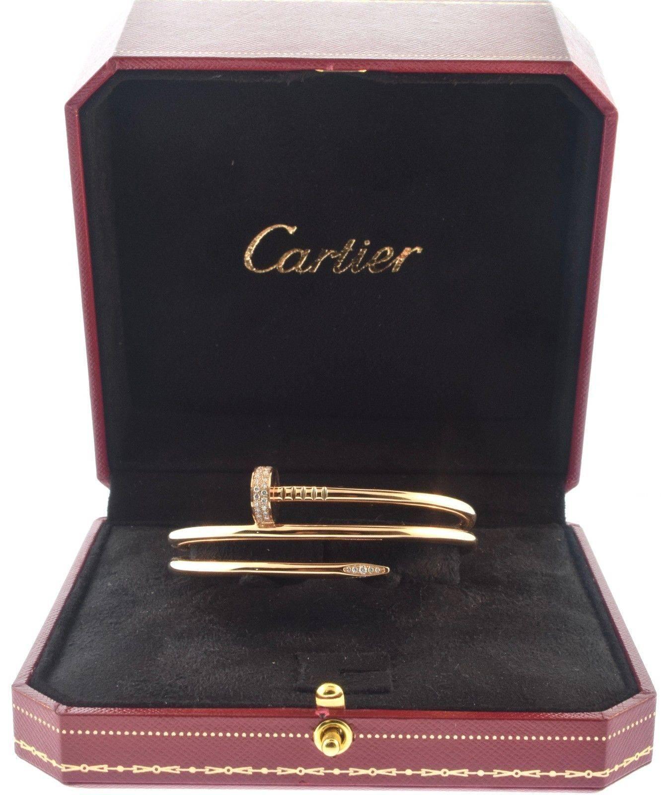  Cartier Juste Un Clou 18k Rose Gold Bracelet with Diamonds, Size 18 2