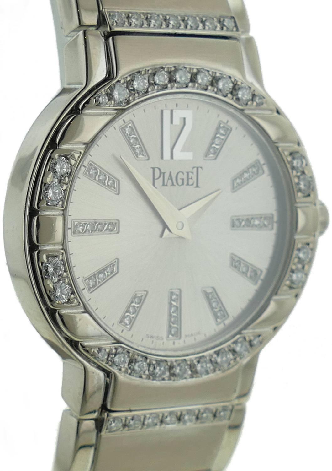 Ladies Piaget Polo 18k White Gold Watch W/ Diamonds Ref G0A36233 Retails $66, 000 In Excellent Condition In Miami, FL