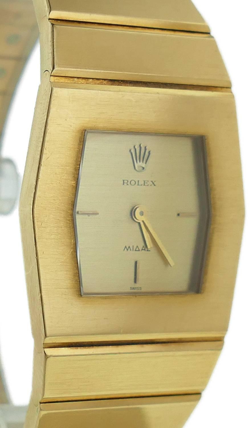 Ladies Rolex Queen Midas 18k Yellow Gold Watch. The Watch is in Excellent Condition, It Appears to Have Never Been Polished. The Watch Is Keeping Perfect Time; Movement is Operated by Manual Mechanical Winding. The Watch Bracelet Fits up to a Appx