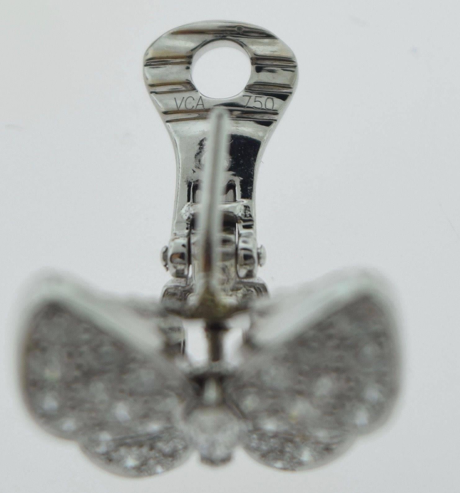 Van Cleef & Arpels Diamond & Sapphire Butterfly Earrings For Sale 3