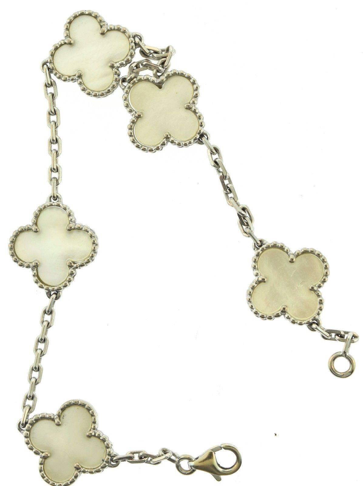 Women's Van Cleef & Arpels Mother of Pearl Vintage Alhambra 5 Motifs Bracelet