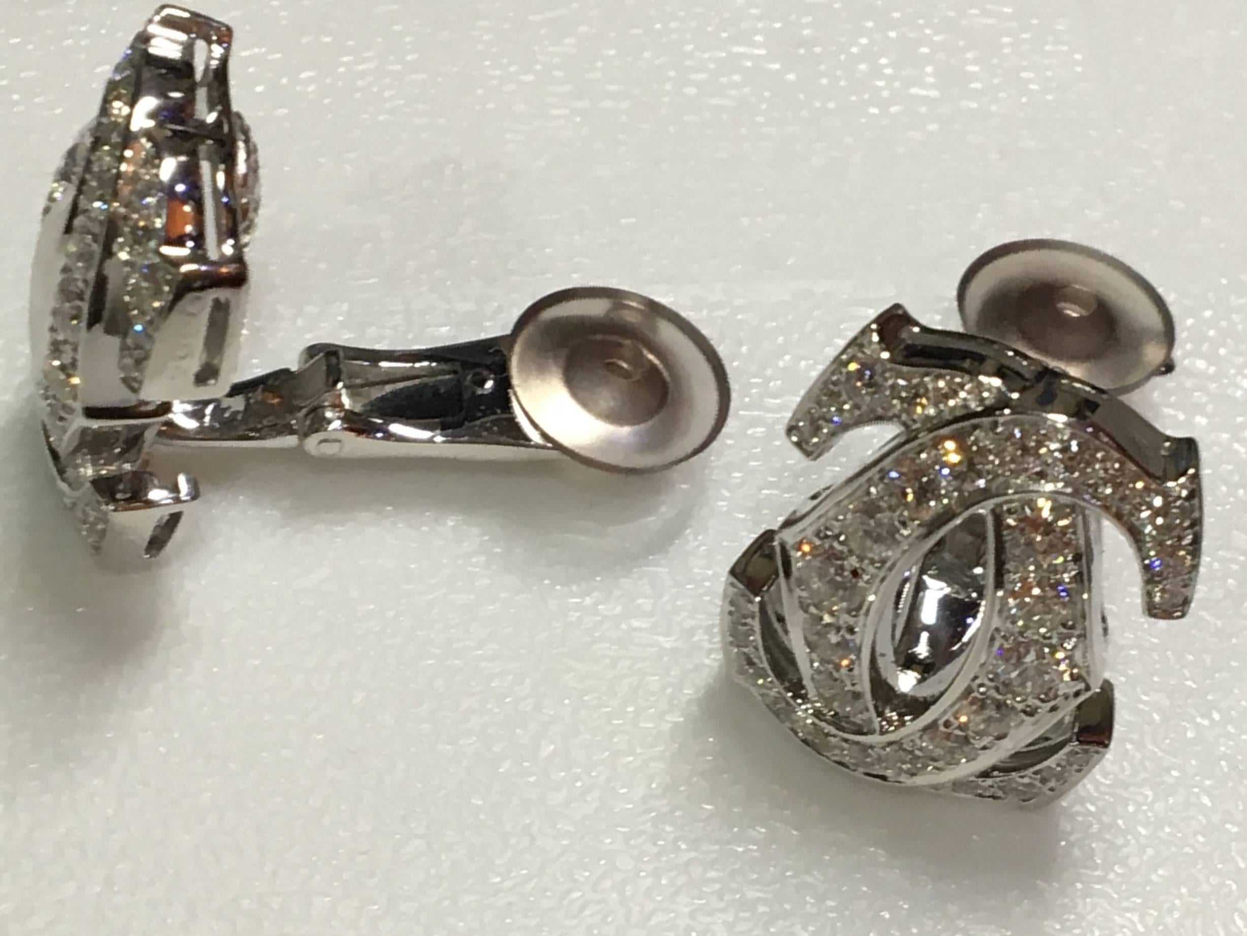 Cartier Large Double C Earrings with Diamonds In Excellent Condition For Sale In Miami, FL