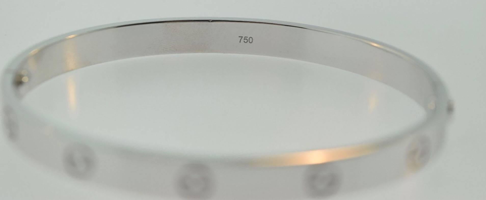 Cartier White Gold LOVEBracelet, Size 19 In Excellent Condition For Sale In Miami, FL