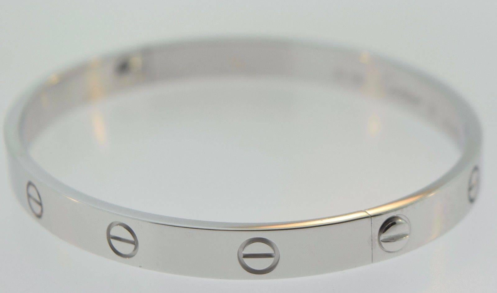 Cartier White Gold LOVEBracelet, Size 19 For Sale 2