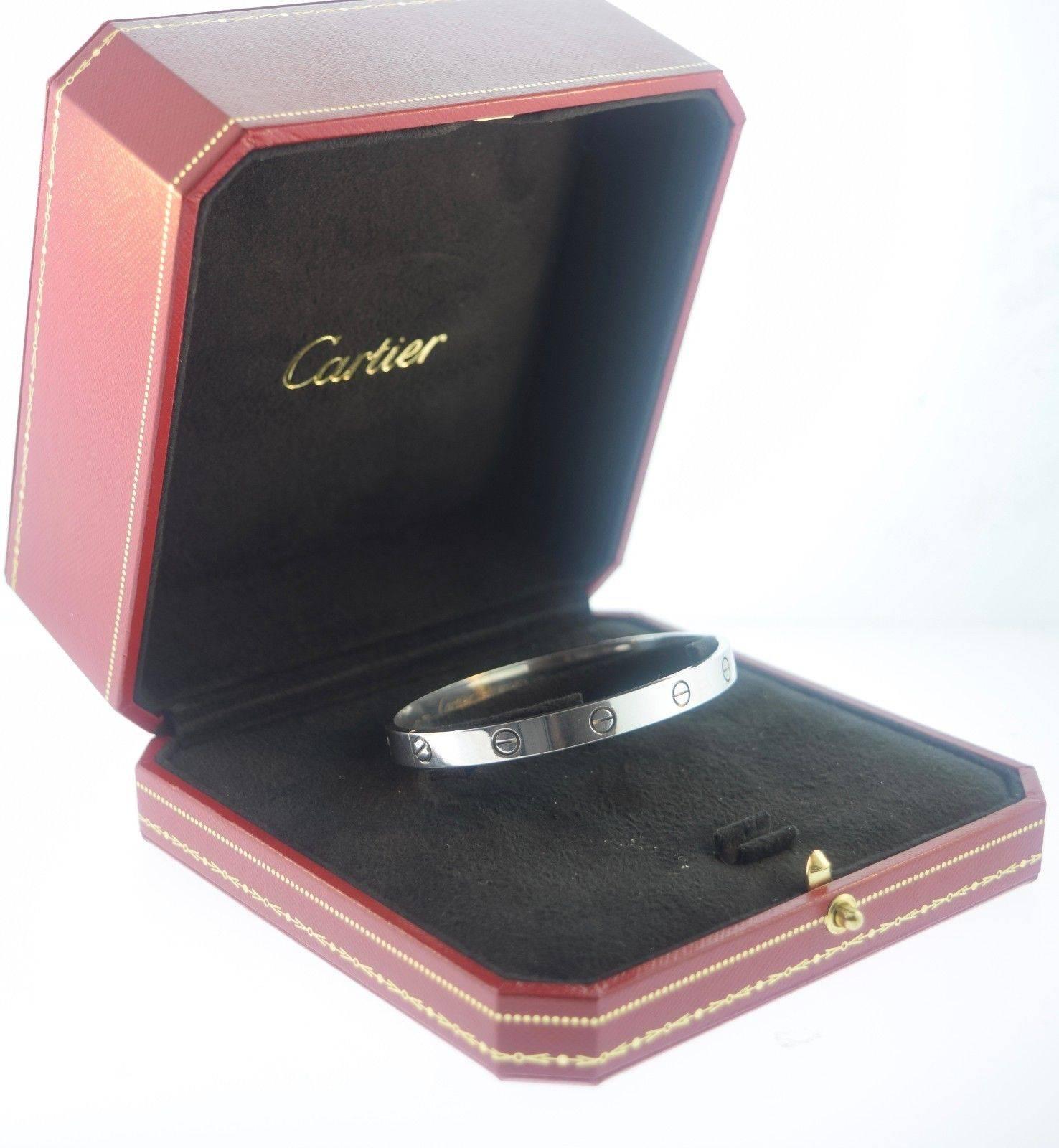 Cartier White Gold LOVEBracelet, Size 19 For Sale 3