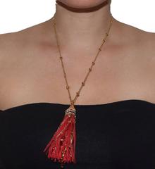 Boucheron Gold Gemstone Red Secret Fringe Necklace