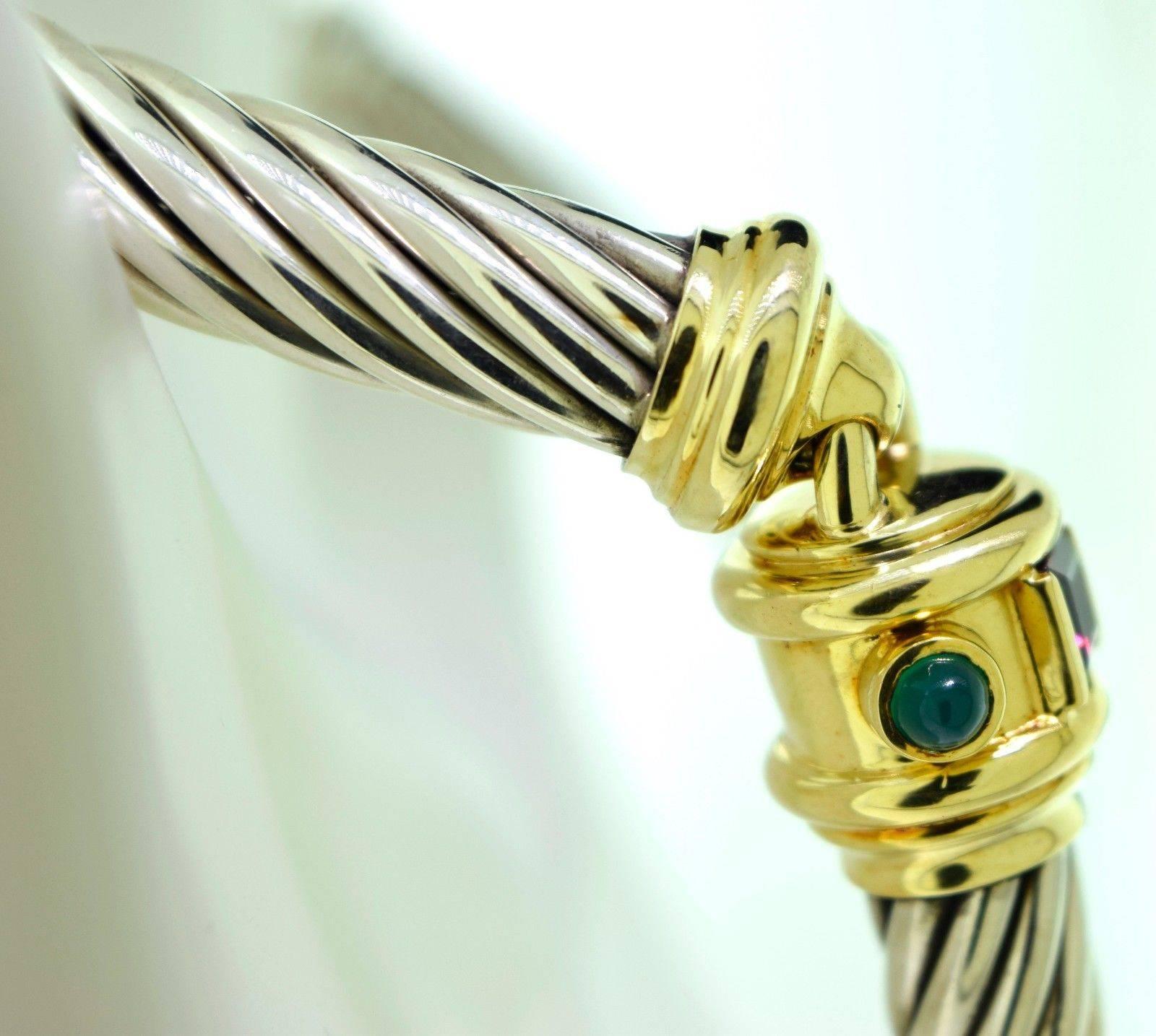 Vintage David Yurman Emerald & Rubellite Choker Necklace For Sale 1