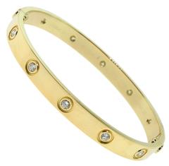 Cartier LOVE Bracelet Yellow Gold 10 Diamonds, Size 17 with Box