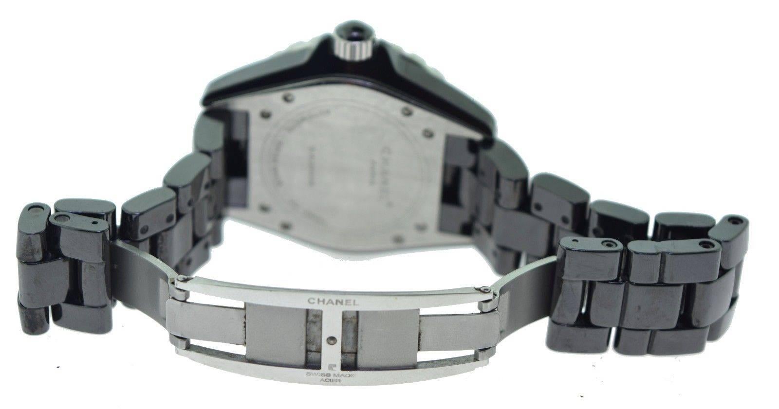 Women's or Men's Chanel J12 42mm Diamond Black Ceramic Watch For Sale