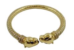 Cartier Panthère Yellow Gold Diamond Bracelet with Sapphire, Cert & Box