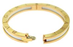 BVLGARI B.zero1 Pink Gold Bracelet with White Ceramic, Size M