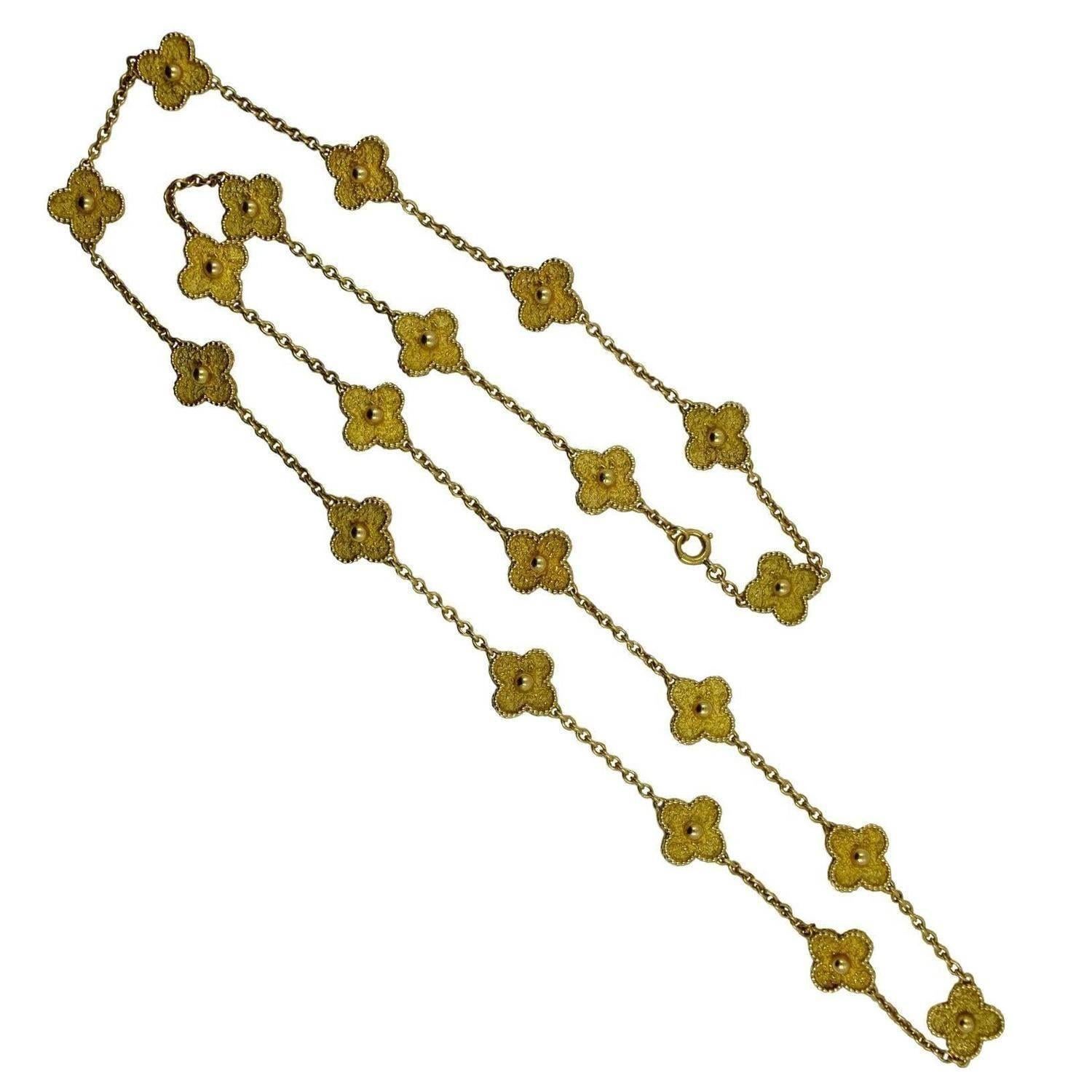 Van Cleef & Arpels Yellow Gold 20 Motifs Vintage Alhambra Necklace