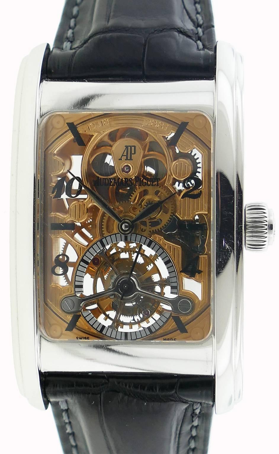  Audemars Piguet Edward Piguet Platinum Skeleton Dial Tourbillon Wristwatch  In New Condition For Sale In Miami, FL