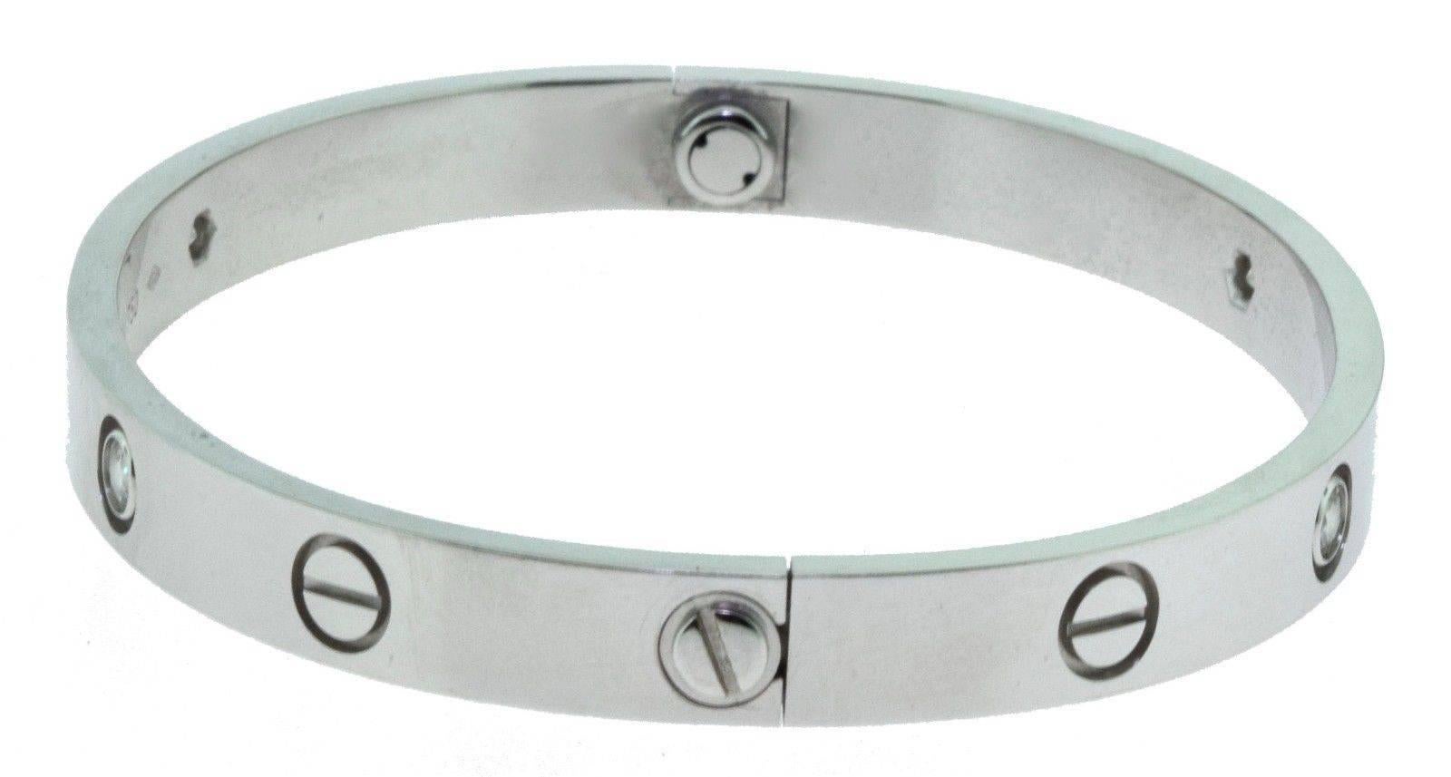 Cartier White Gold Love Bracelet  with 4 Diamonds For Sale 1