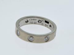 Cartier White Gold Love Wedding Band, 8 Diamonds Size 50