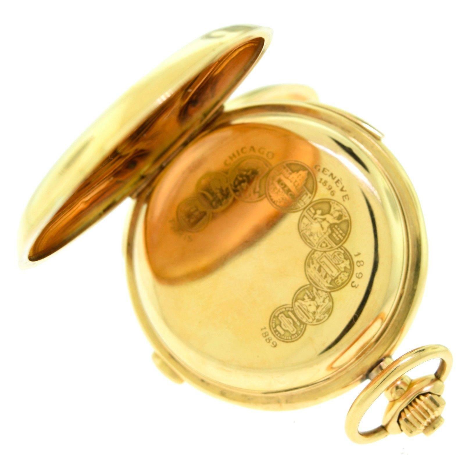 Women's or Men's Vintage Swiss 18k Yellow Gold Quarter Repeater Pocket Watch For Sale