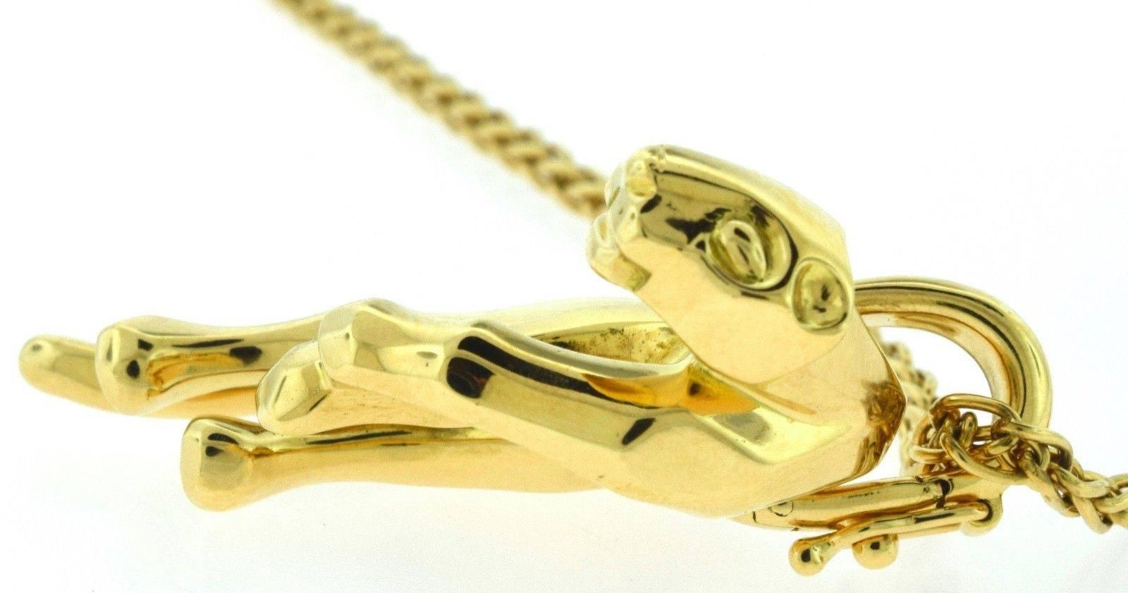 Cartier Yellow Gold Panthère Pendant with separate Cartier Chain In Excellent Condition For Sale In Miami, FL