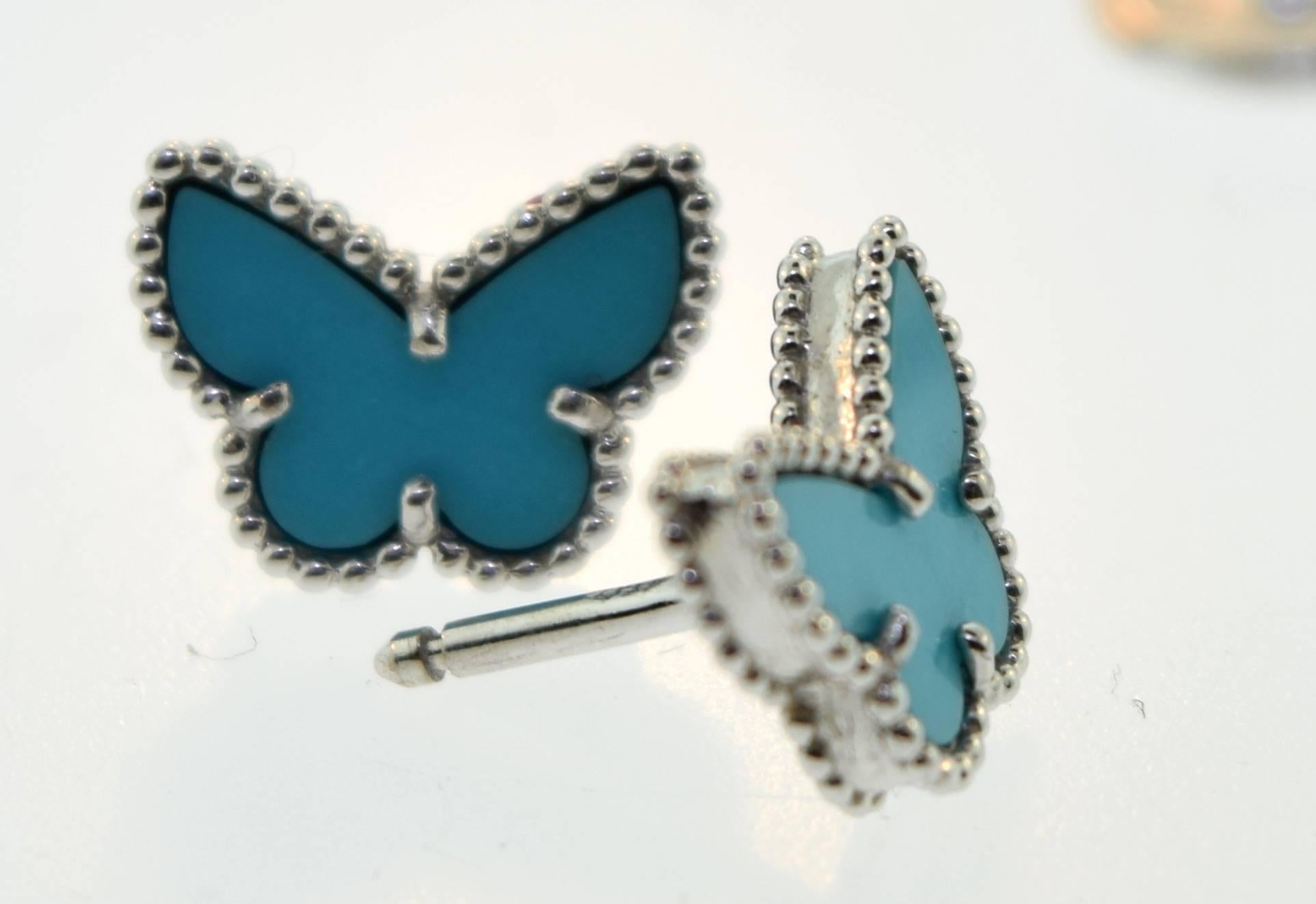 The Alhambra Collection Teal Butterfly Glass Earrings Voyageur Teal Flight of the Butterfly 