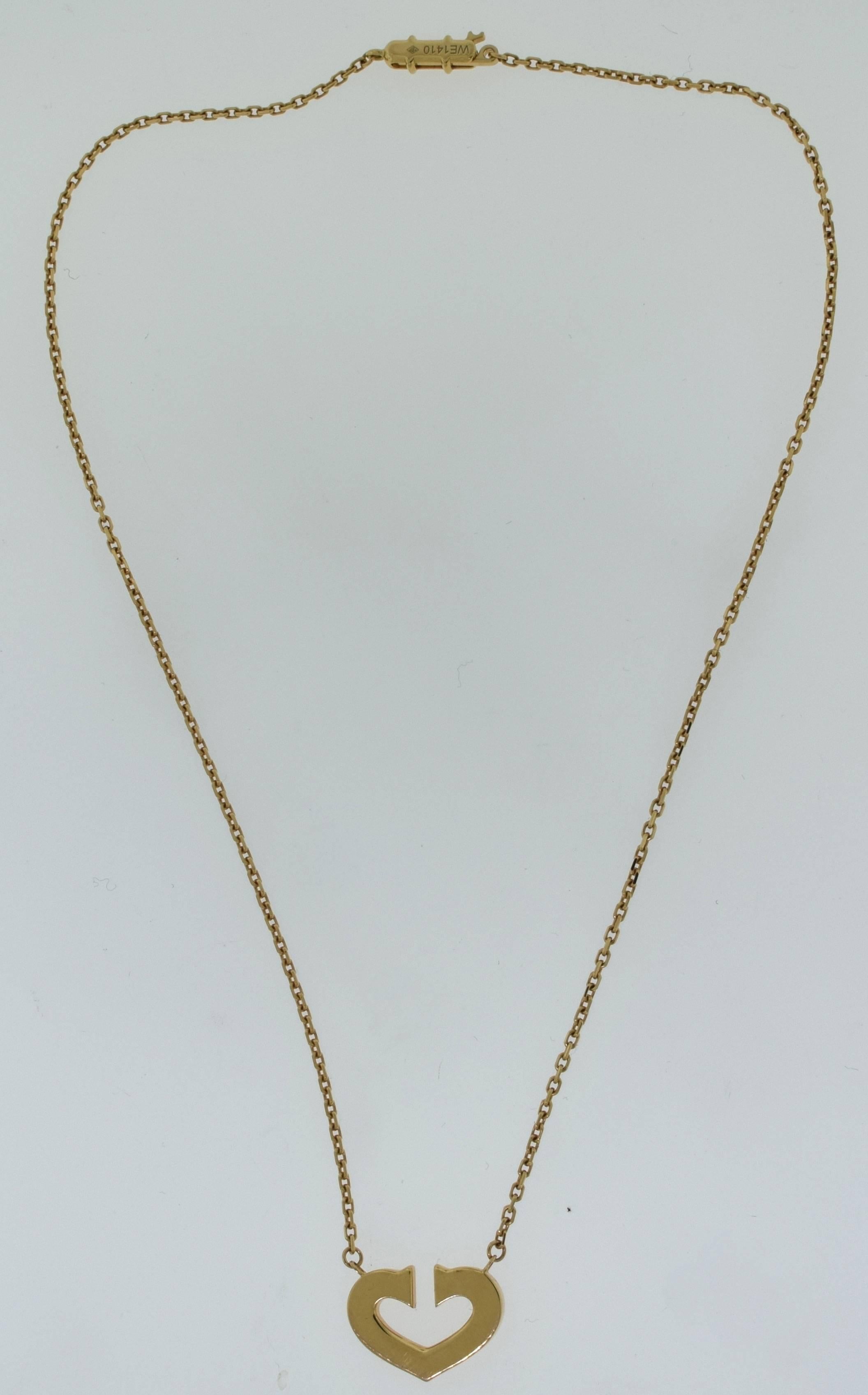 Designer: Cartier
Collection: C Heart of Cartier
Metal: Rose Gold
Metal Purity: 18k
Total Item Weight (grams): 6.88 grams
Necklace Length: 14 inches
Collateral: Box