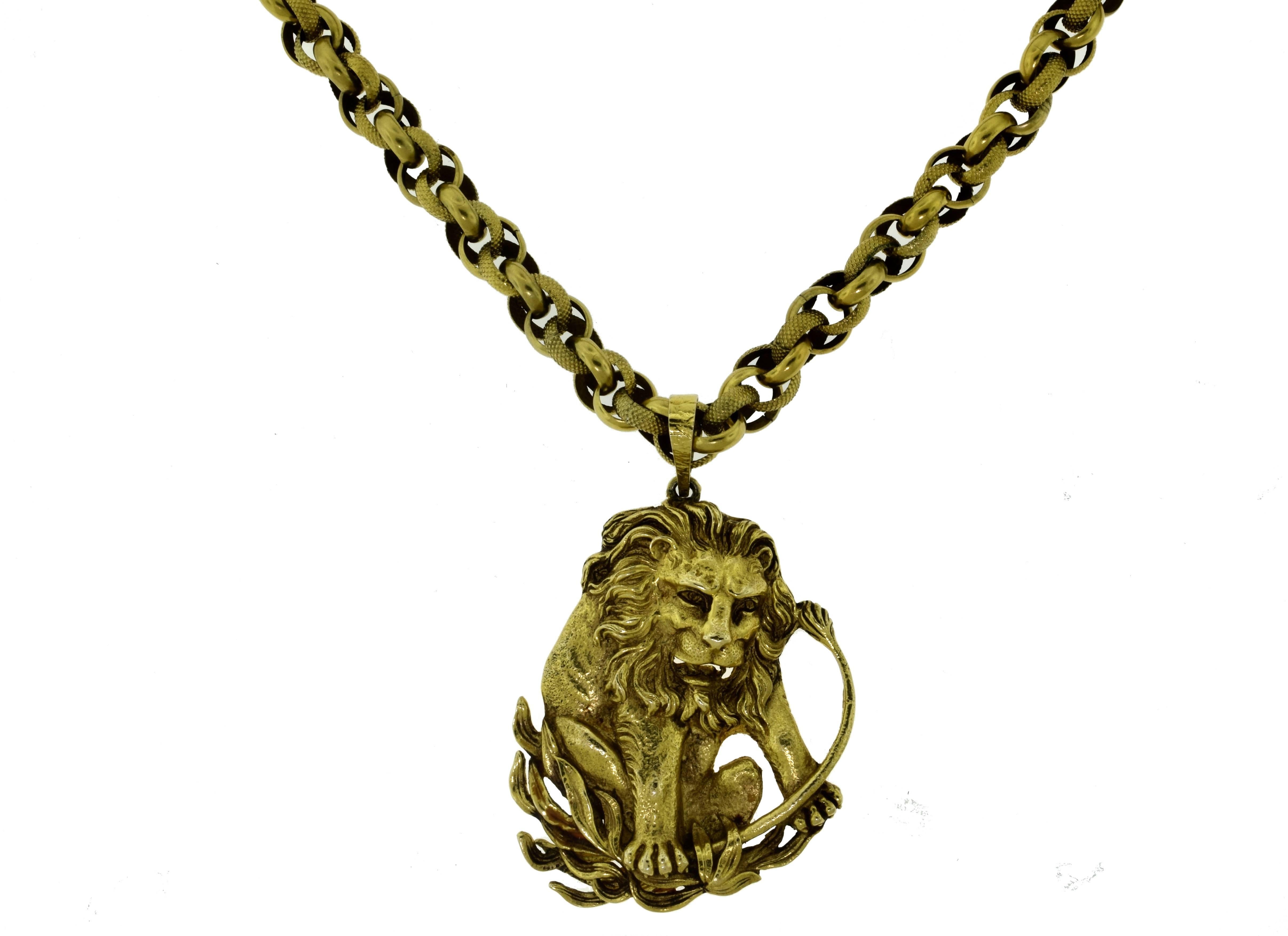 A Gorgeous, Vintage Zodiac Yellow Gold Leo Pendant and Chain Necklace. 


Metal: 18k Yellow Gold (Chain), 14k Yellow Gold (Lion)
Total Item Weight: 75.8 grams
Chain Length: 28